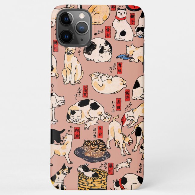 Coque iPhone chats japonais Ukiyo-e Funny kitty (Dos)