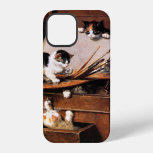 Coque iPhone 12 Chatte et chatons sur une table