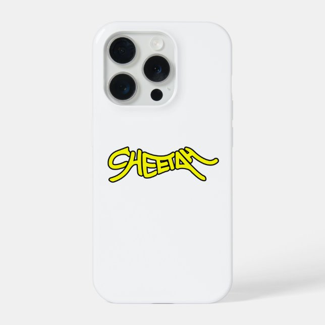Coque iPhone Cheetah Graffiti Style Typography Bold Yellow (Verso)