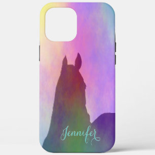 Coque iPhone 12 Pro Max Cheval Heart I (violet et jaune) Coque-Mate iPhone