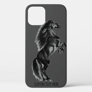 Coque iphone Cheval noir avec texte personnalisé
