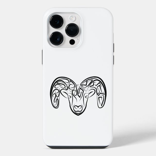 Coque iPhone Chèvre tribale noire et blanche / Mouton (Verso)