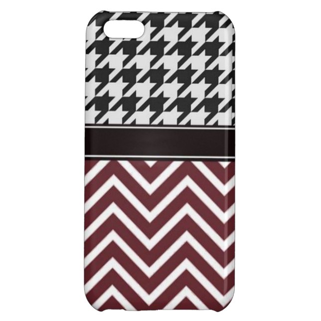 Coque iPhone Chevron et pied-de-poule cramoisis (Dos)