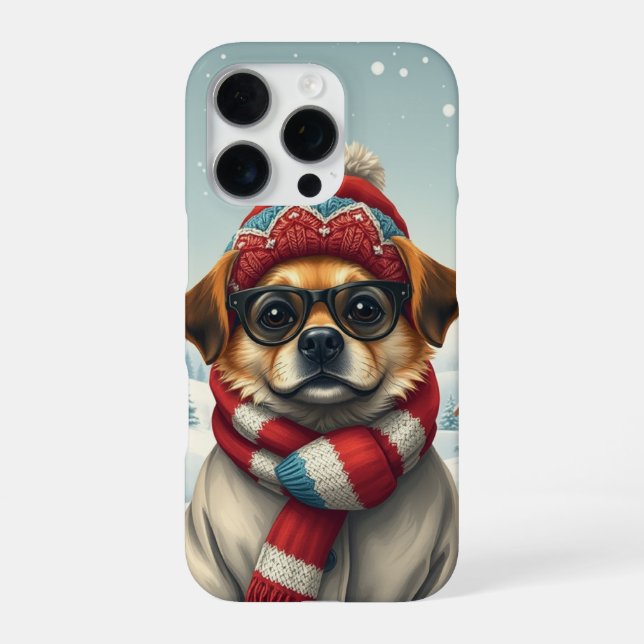Coque iPhone Chien cool dans l'attirail hivernal et Casquette d (Verso)
