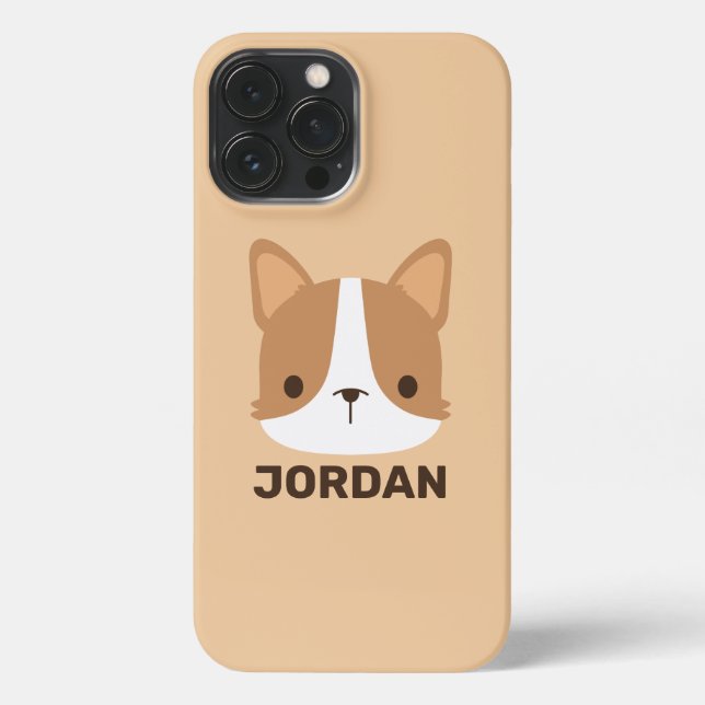Coque iPhone Chien Corgi mignon avec nom personnalisé (Verso)
