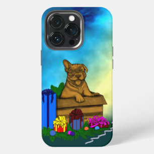 Etui iPhone 13 Pro Chien dans une boîte, Joyeux Noël