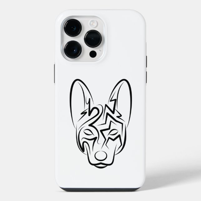 Coque iPhone Chien tribal noir et blanc (Verso)