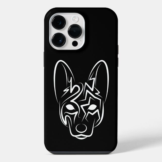 Coque iPhone Chien tribal noir et blanc (Verso)