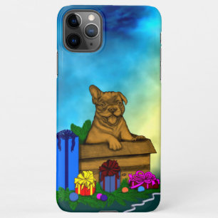 Coque iPhone 11Pro Max Chiot dans une boîte, Joyeux Noël