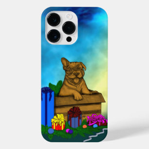 Coque Pour Pour iPhone 14 Pro Max Chiot dans une boîte, Joyeux Noël