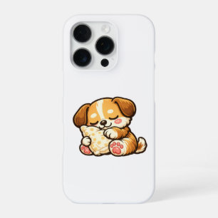 Coque iPhone 16 Pro Chiot endormi mignon avec oreiller