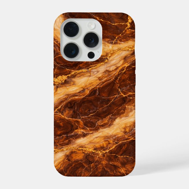 Coque iPhone Chocolate Peanut Butter Marble with Gold Veining (Verso)