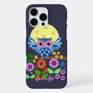 Coque iPhone 16 Pro Max Chouette à ressort mignonne et nom personnalisé