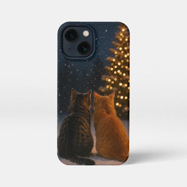 Coque iPhone Christmas Cat Couple iPhone Case 13 mini (Verso)