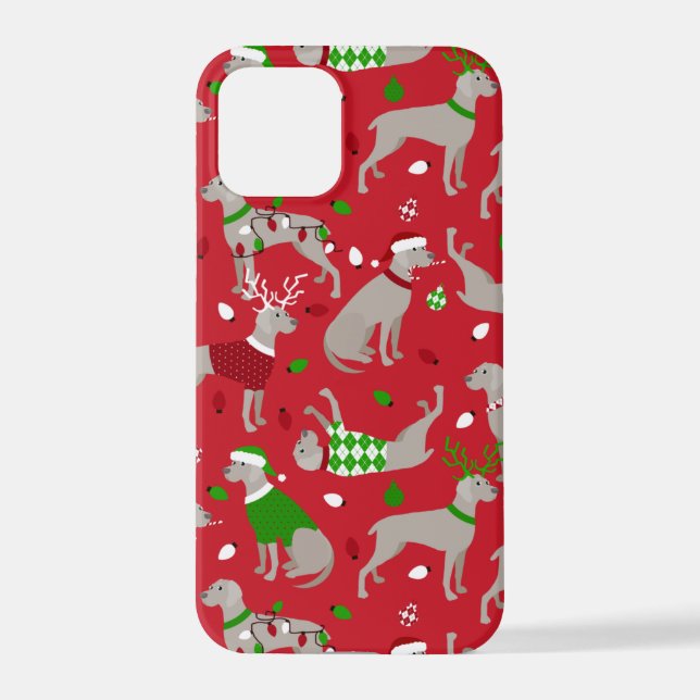 Coque iPhone Christmas Weimaraner Dog (Verso)