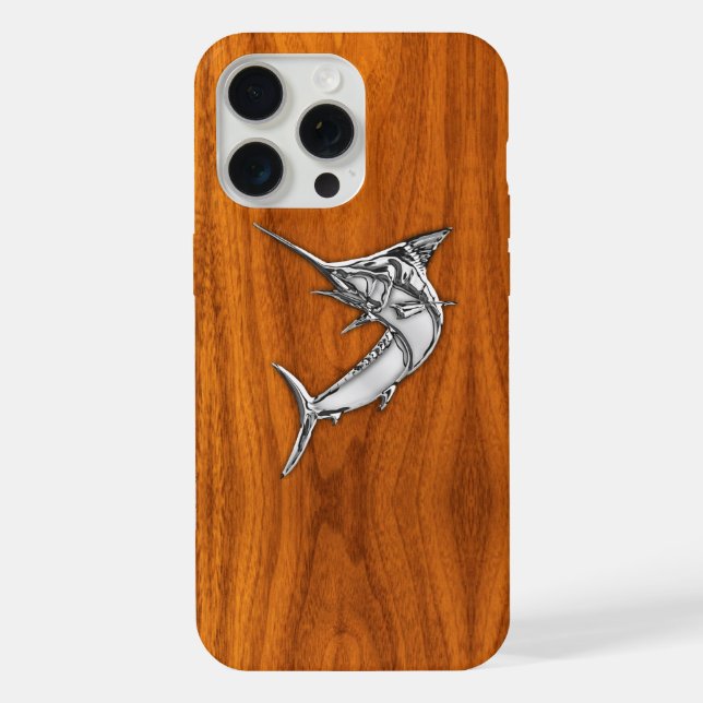 Coque iPhone Chrome Comme Marlin sur Décor en teck (Verso)