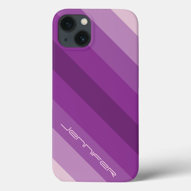 coque iphone cinq bandes diagonales violettes pers (Verso)