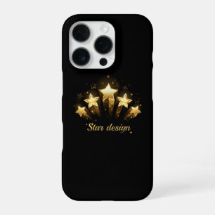 Coque iPhone 16 Pro Cinq étoiles d'or en noir