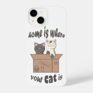 Coque Pour iPhone 14 Citation drôle Accueil est où est votre chat