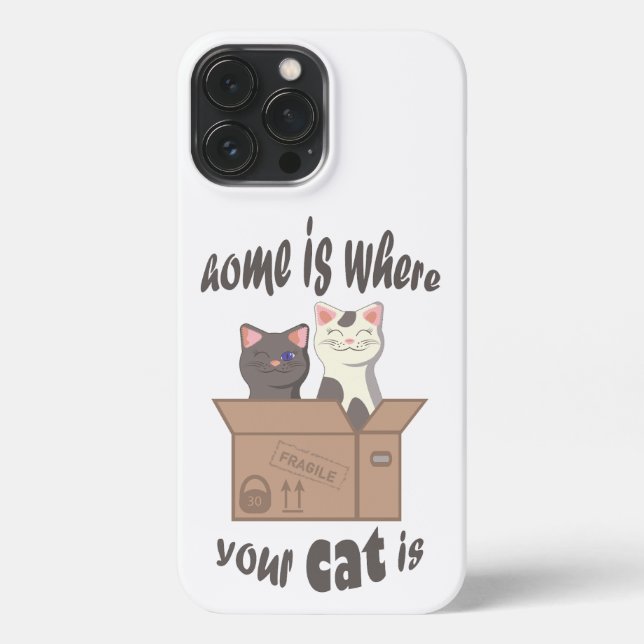 Coque iPhone Citation drôle Accueil est où est votre chat (Verso)