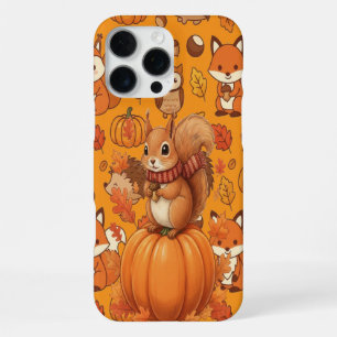 Coque iPhone 16 Pro Max Citrouille Automne et l'Écureuil