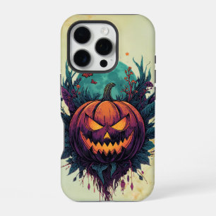 Coque iPhone 16 Pro Citrouille éffrayant en Pleine lune