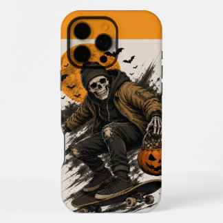 Coque iPhone 16 Pro Max Citrouille squelette de skate vintage grunge
