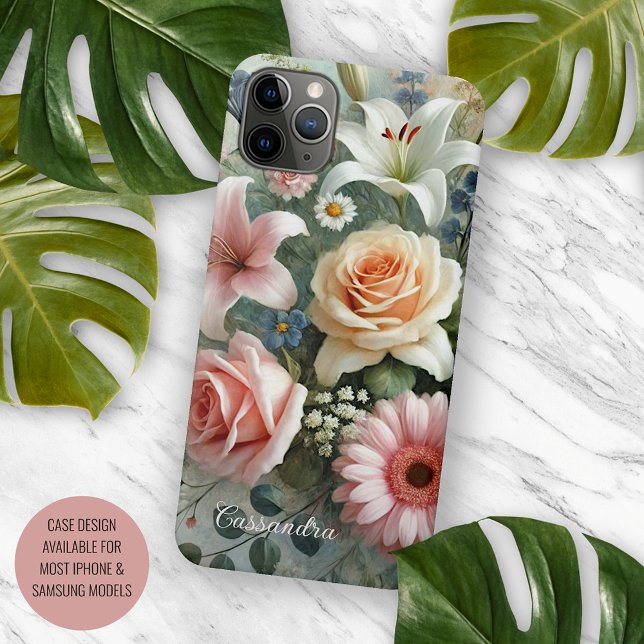 Coque iPhone Classy Chic Rose Beaux-Art Botanique Peinture (Créateur téléchargé)