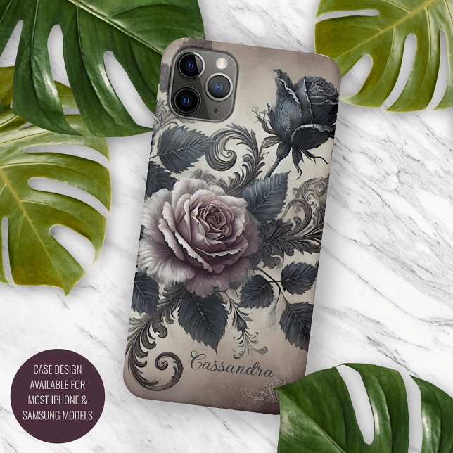 Coque iPhone Classy Chic Rose Beaux-Art Botanique Peinture (Créateur téléchargé)
