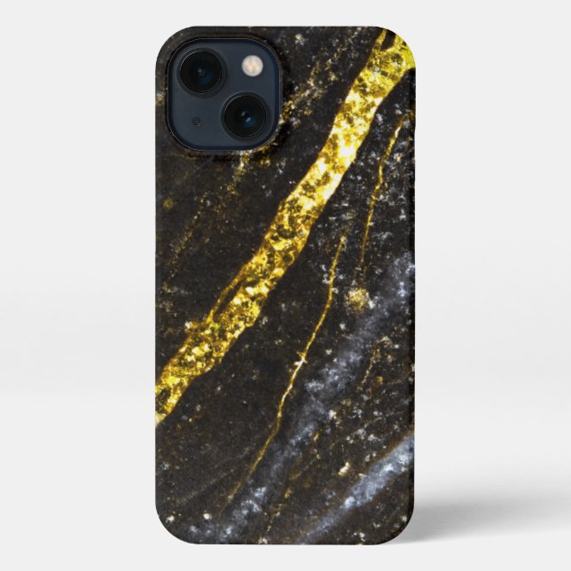 Coque iPhone Clé brillante or noir chic abstrait (Verso)
