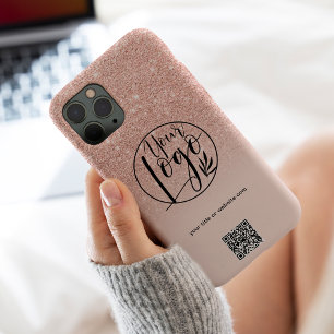 Coque Pour Pour iPhone 14 Pro Max Code QR de logo d'entreprise moderne en or rose
