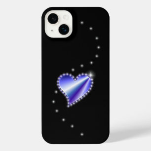 Coeur arc-en-ciel violet avec étoiles sur noir