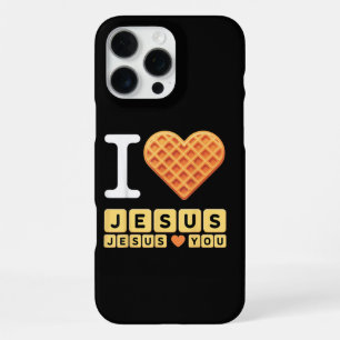 Coque iPhone 16 Pro Max Cœur de gaufre J'aime Jésus
