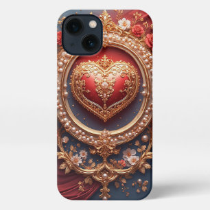 Etui iPhone 13 Cœur Écarlate Fleurir Luxe ✨ Floral Perle Romabtiq