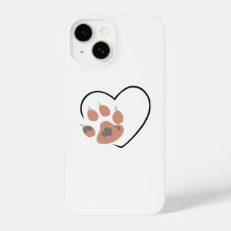 Coque Pour iPhone 14 Coeur Empreinte de patte - Conception adorable