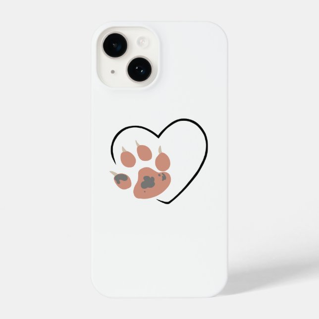 Coque iPhone Coeur Empreinte de patte - Conception adorable (Verso)