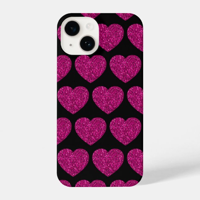 Coque iPhone Coeur rose chaud faux parties scintillant scintill (Verso)