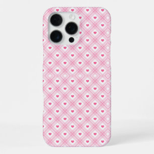 Coque iPhone 16 Pro Max Coeur rose Plaid