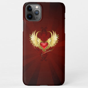 Coque iPhone 11Pro Max Coeur rouge avec ailes d'or