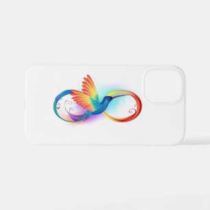 Coque iPhone 12 Mini Colibri arc-en-ciel avec symbole Infinity
