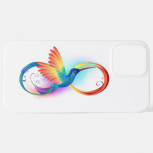 Coque iPhone 12 Pro Max Colibri arc-en-ciel avec symbole Infinity