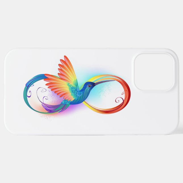 Coque iPhone Colibri arc-en-ciel avec symbole Infinity (Retour horizontal)