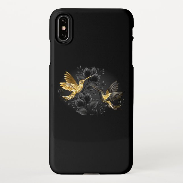 Coque iPhone Colibri noir et or (Dos)