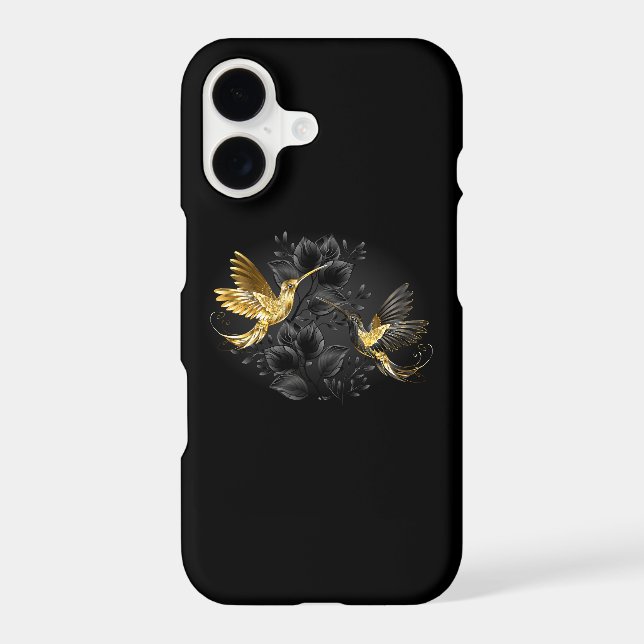 Coque iPhone Colibri noir et or (Verso)