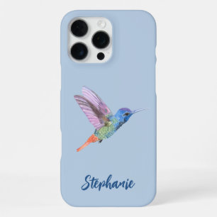 Coque iPhone 16 Pro Max Colibri Oiseau Bleu