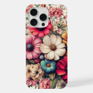 Collage de fleurs vintage coloré mignon