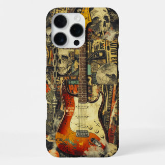 Coque iPhone 16 Pro Max Collage de guitare rock pour fans de rock et music