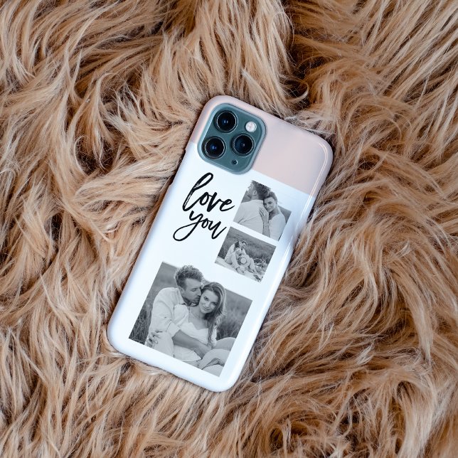 Coque iPhone Collage moderne Couple Photo & Love You Beauté Cad (Créateur téléchargé)