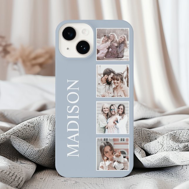 Coque iPhone Collage Photo Personnalisé Dusty Blue (Créateur téléchargé)