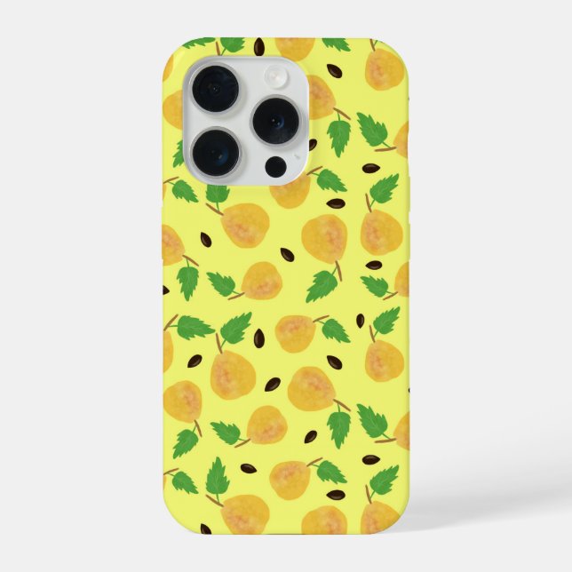 Coque iPhone Collection Poires Dorées Jaune Clair (Verso)
